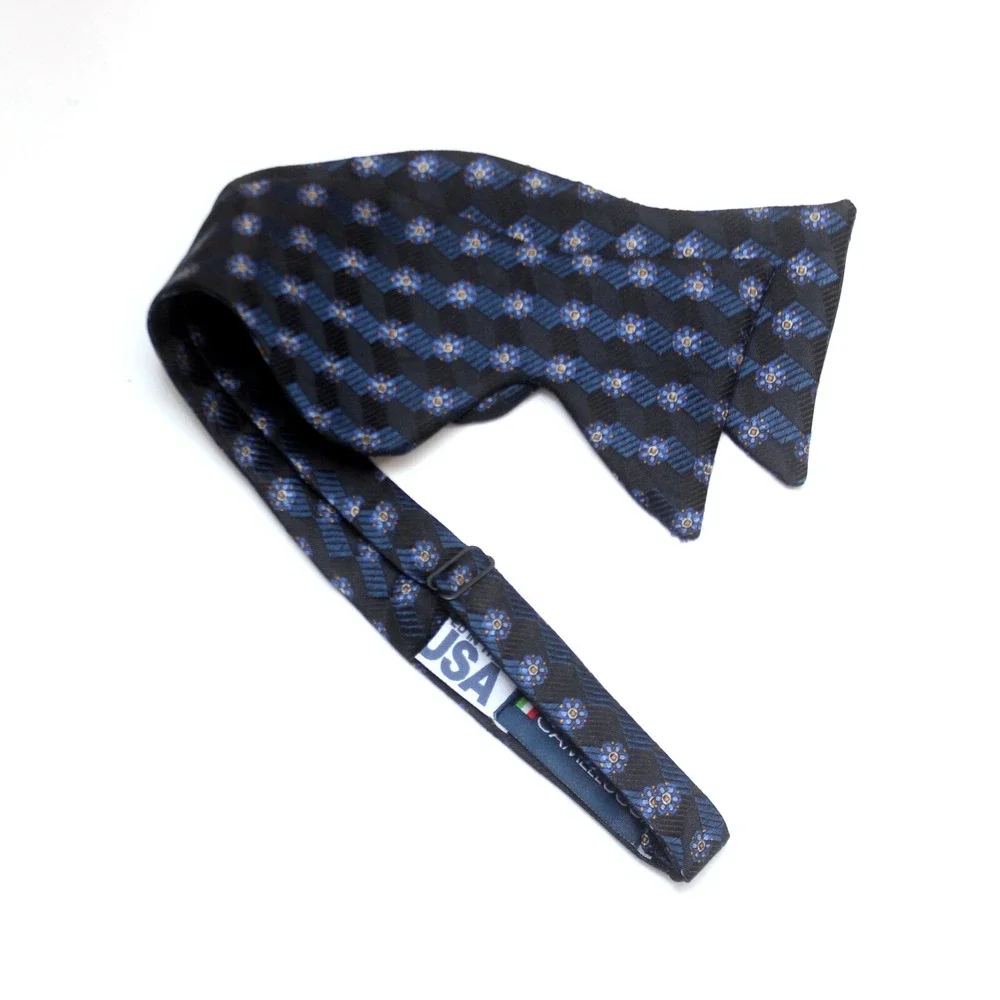 Men's Self-tied Large Bow Tie Navy Blue Silk Butterfly Bowtie Big‎ bow tie S564